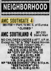 Southgate 4 - Closed Ad From April 1992 (newer photo)